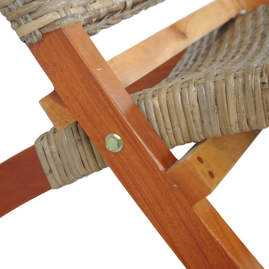 Relaxstoel Natuurlijk Kubu Rattan En Massief Mahoniehout Bruin