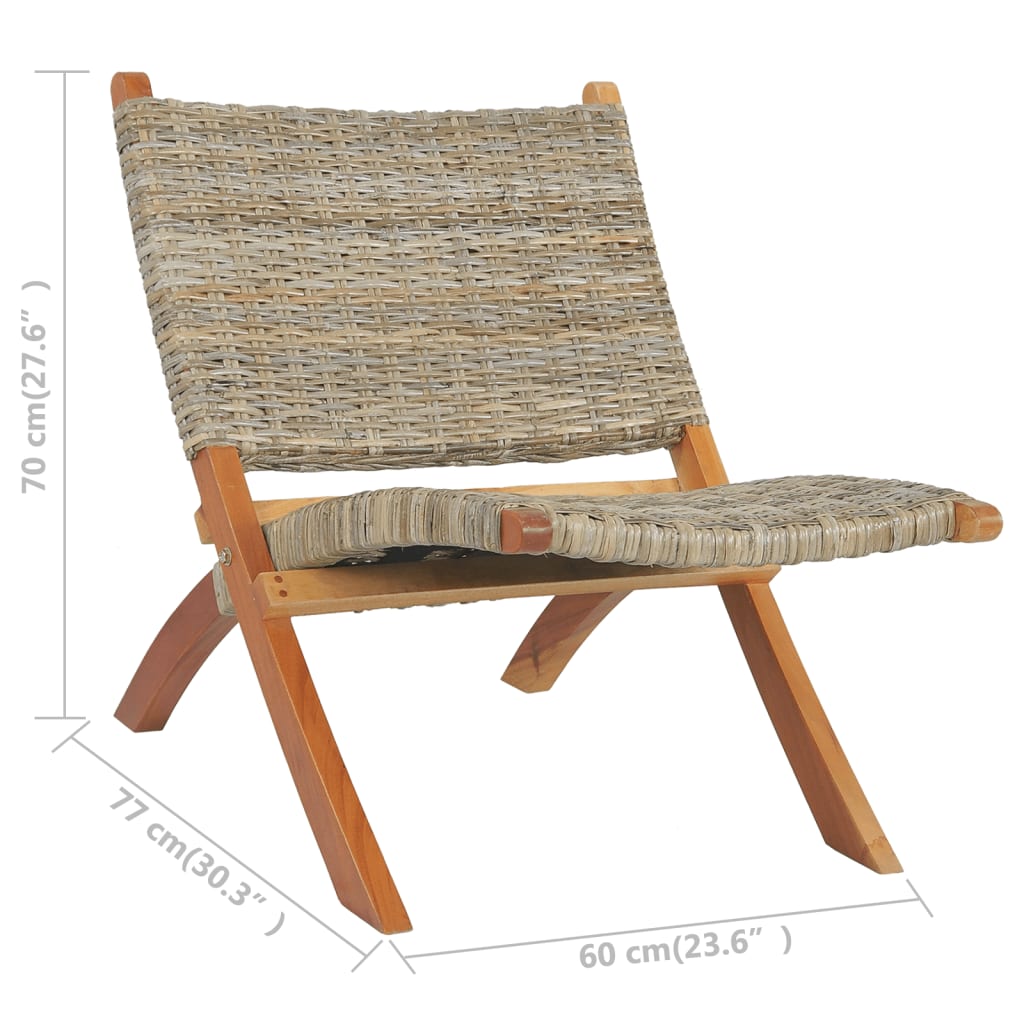 Relaxstoel Natuurlijk Kubu Rattan En Massief Mahoniehout Bruin
