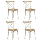 Kruisstoelen 4 st massief mangohout wit