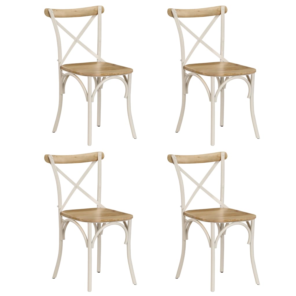 Kruisstoelen Massief Mangohout Wit 4 massief mangohout (wit frame)