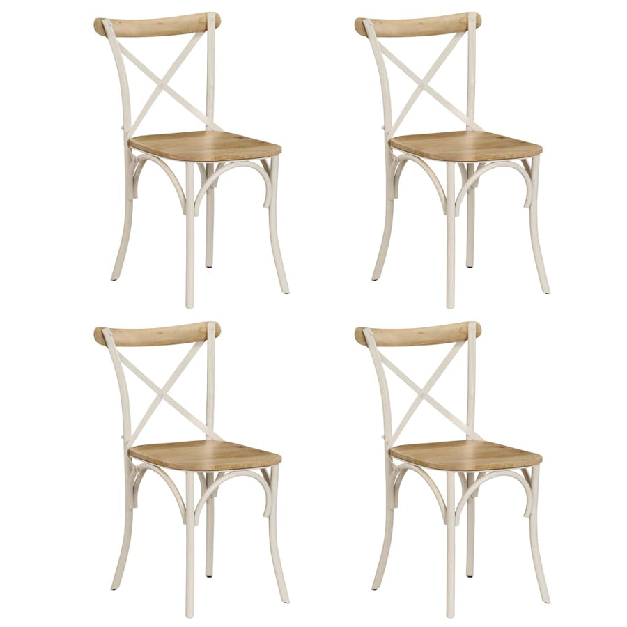 Kruisstoelen Massief Mangohout Wit 4 massief mangohout (wit frame)