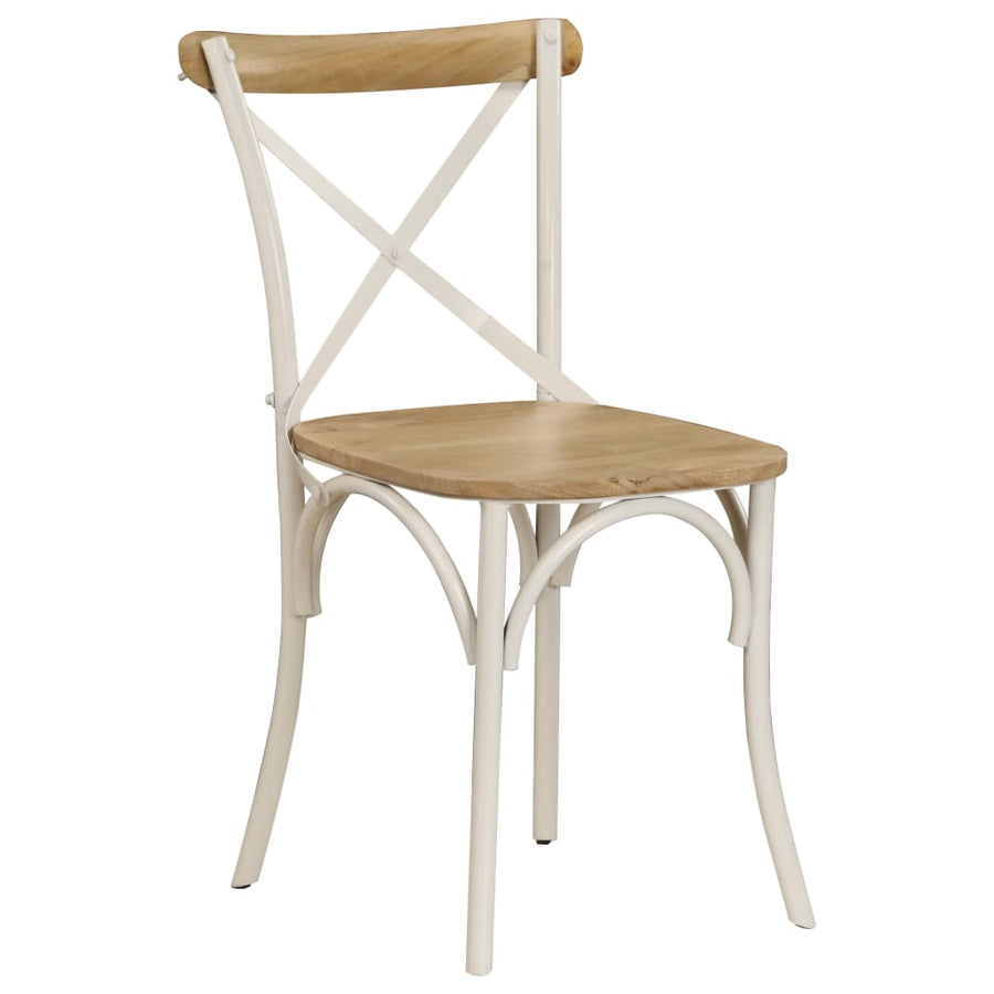 Kruisstoelen Massief Mangohout Wit 4 massief mangohout (wit frame)
