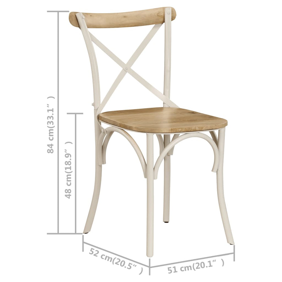 Kruisstoelen Massief Mangohout Wit 4 massief mangohout (wit frame)
