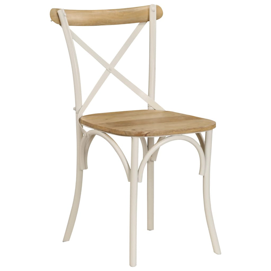 Kruisstoelen Massief Mangohout Wit 4 massief mangohout (wit frame)