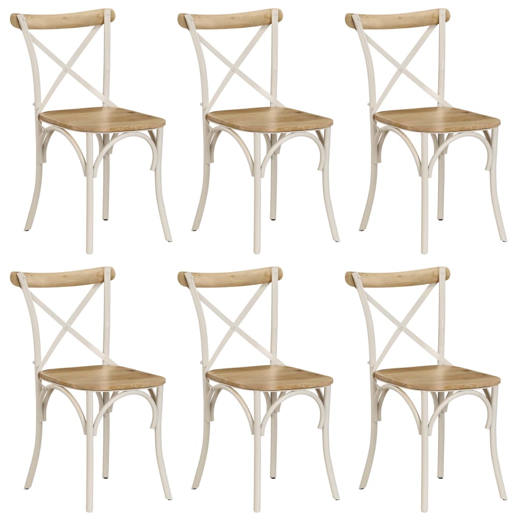 Kruisstoelen Massief Mangohout Wit 6 massief mangohout (wit frame)