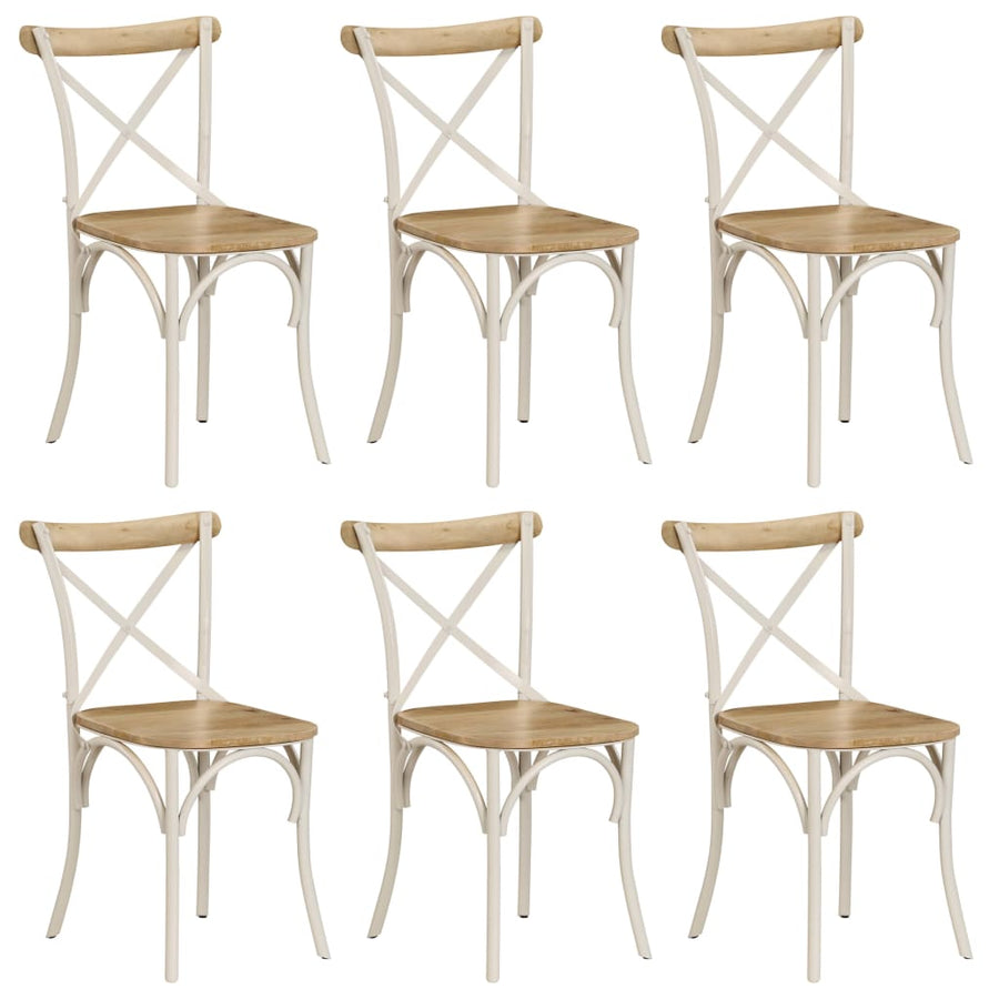 Kruisstoelen Massief Mangohout Wit 6 massief mangohout (wit frame)