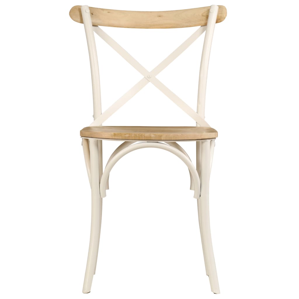Kruisstoelen Massief Mangohout Wit 6 massief mangohout (wit frame)