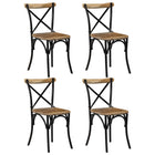 Eetkamerstoelen 4 st massief mangohout zwart