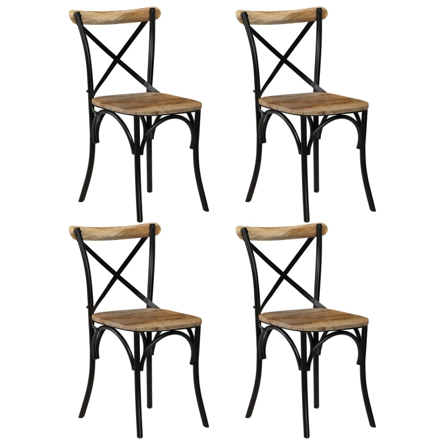 Kruisstoelen Massief Mangohout Zwart 4 massief mangohout (zwart frame)