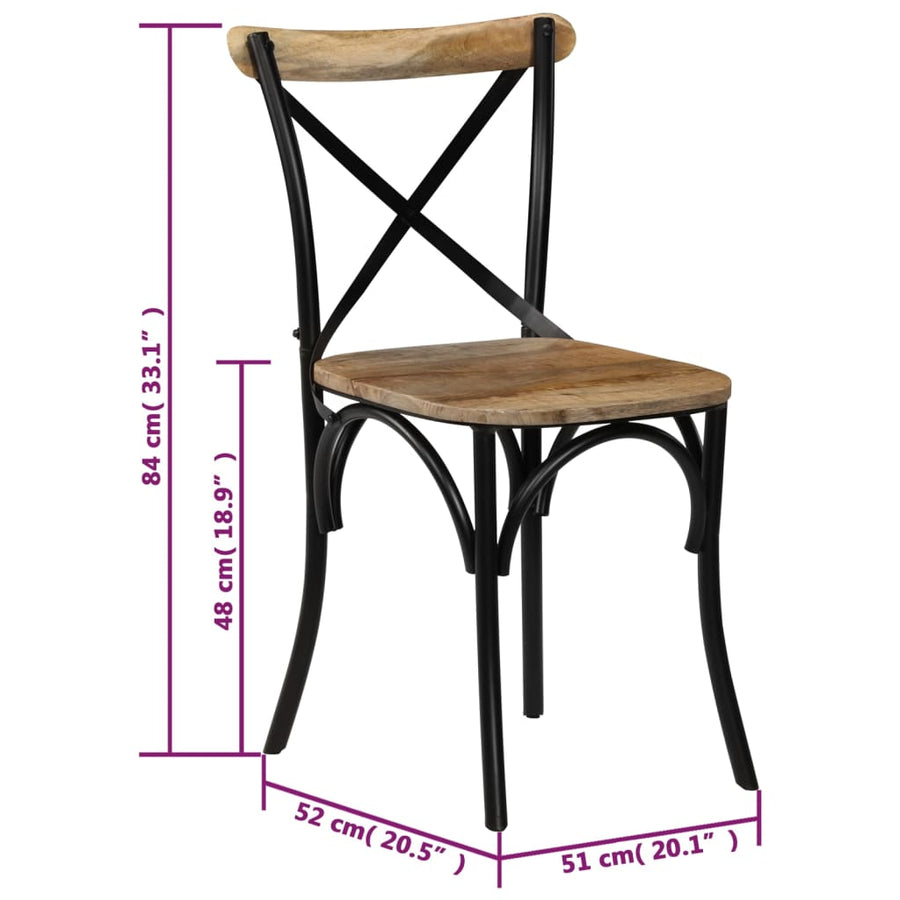 Kruisstoelen Massief Mangohout Zwart 4 massief mangohout (zwart frame)