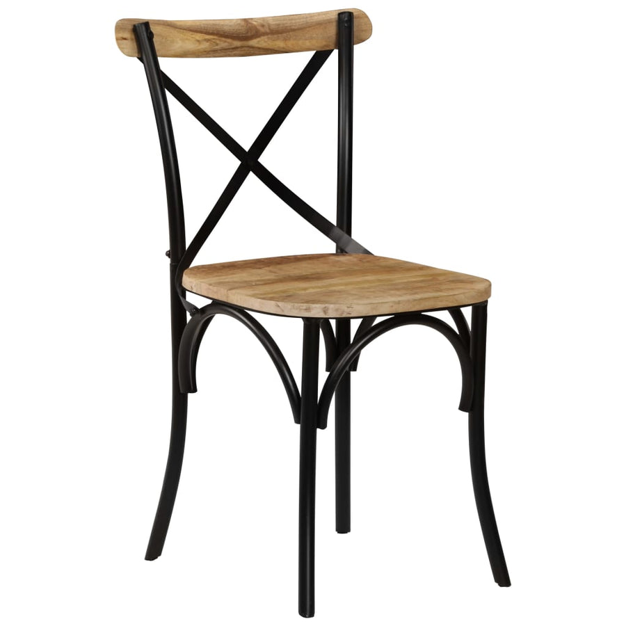 Kruisstoelen Massief Mangohout Zwart 4 massief mangohout (zwart frame)