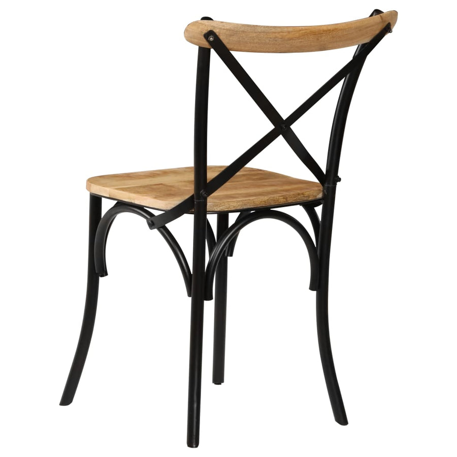 Kruisstoelen Massief Mangohout Zwart 4 massief mangohout (zwart frame)