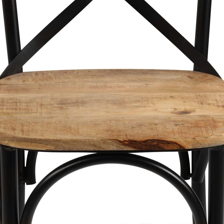 Kruisstoelen Massief Mangohout Zwart 4 massief mangohout (zwart frame)