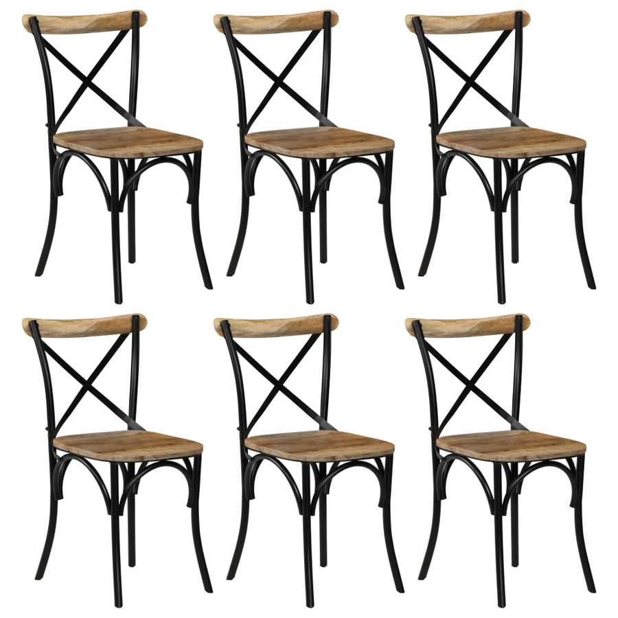 Kruisstoelen Massief Mangohout Zwart 6 massief mangohout (zwart frame)