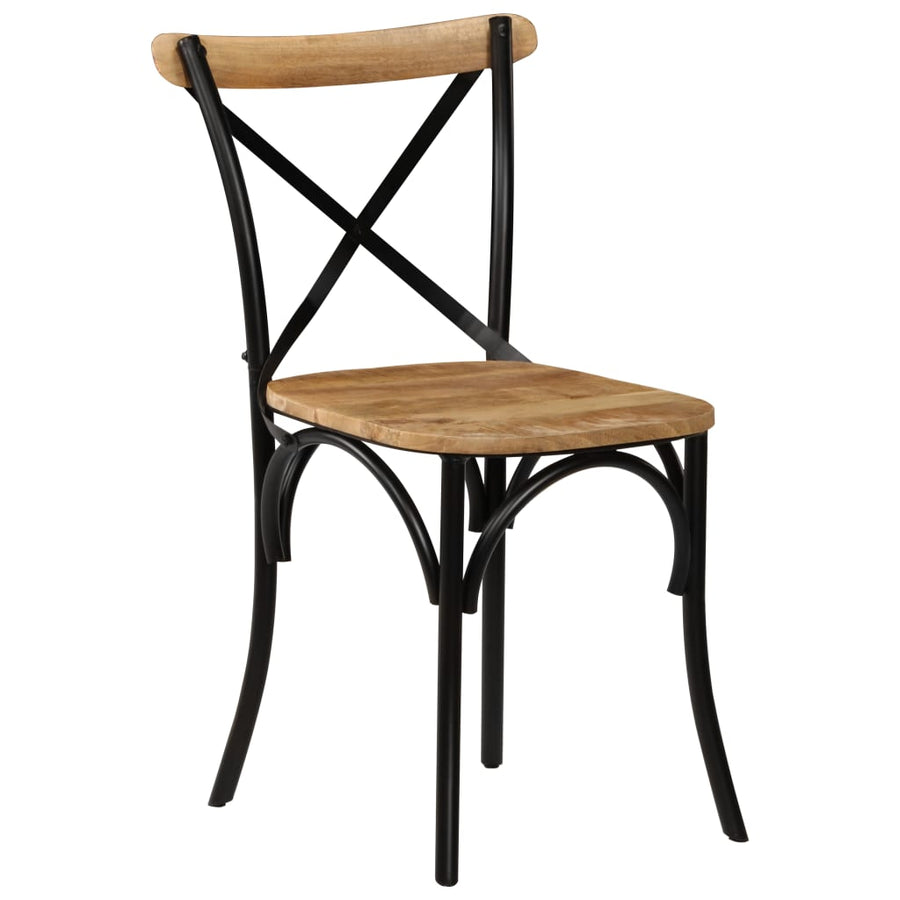 Kruisstoelen Massief Mangohout Zwart 6 massief mangohout (zwart frame)