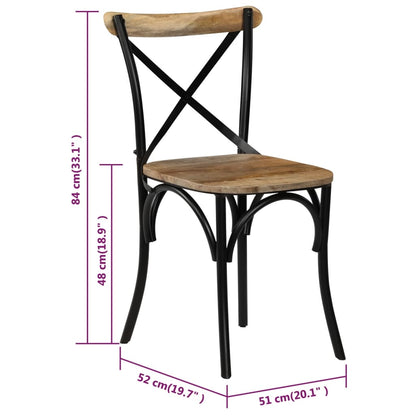 Kruisstoelen Massief Mangohout Zwart 6 massief mangohout (zwart frame)
