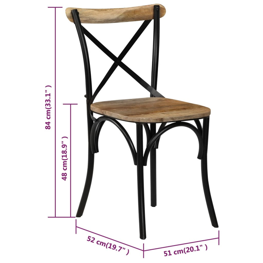 Kruisstoelen Massief Mangohout Zwart 6 massief mangohout (zwart frame)