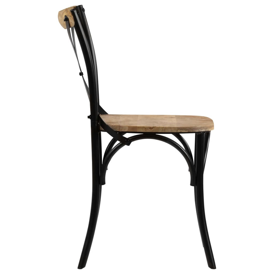 Kruisstoelen Massief Mangohout Zwart 6 massief mangohout (zwart frame)