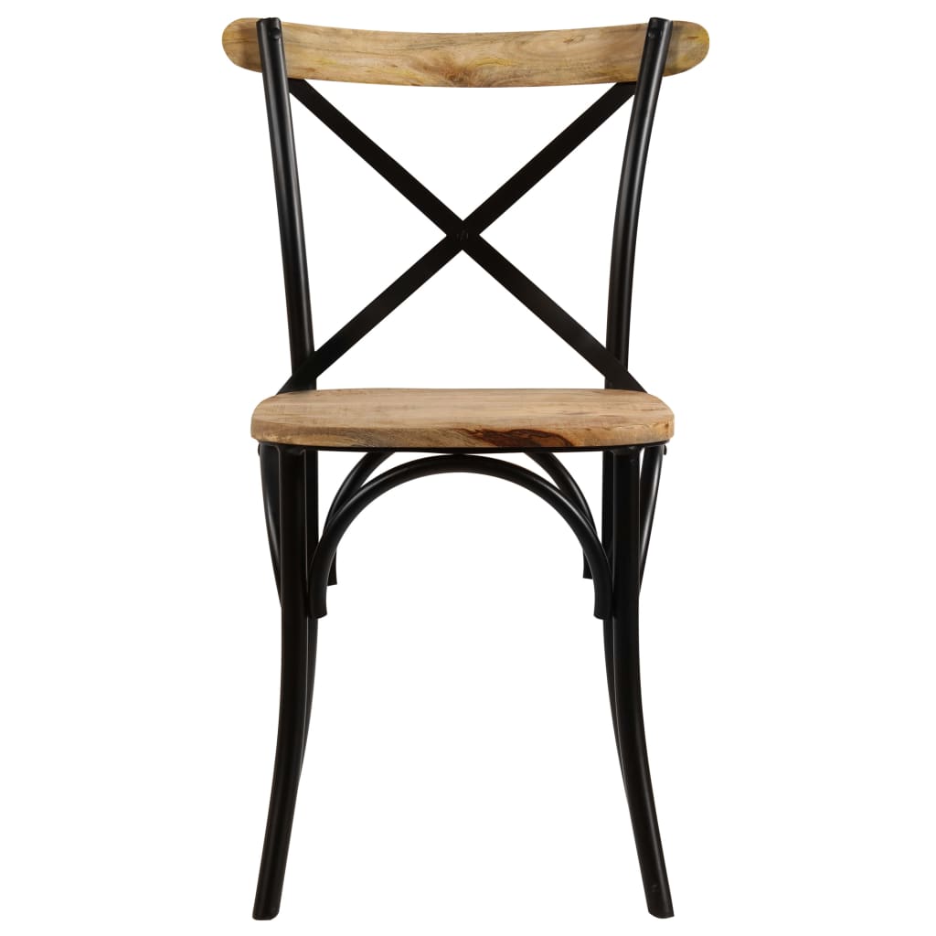 Kruisstoelen Massief Mangohout Zwart 6 massief mangohout (zwart frame)