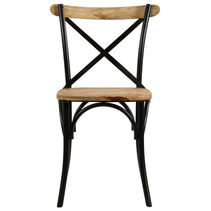 Kruisstoelen Massief Mangohout Zwart 6 massief mangohout (zwart frame)