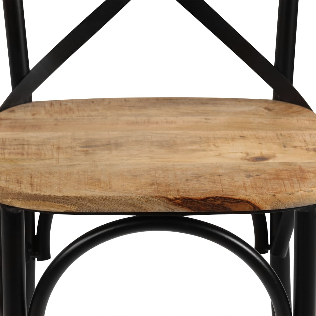 Kruisstoelen Massief Mangohout Zwart 6 massief mangohout (zwart frame)
