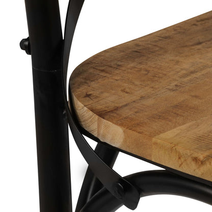 Kruisstoelen Massief Mangohout Zwart 6 massief mangohout (zwart frame)