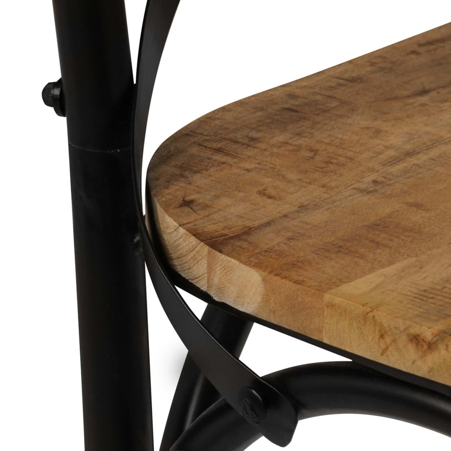 Kruisstoelen Massief Mangohout Zwart 6 massief mangohout (zwart frame)