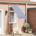 Awning Manual Retractable Striped Blue And White 1