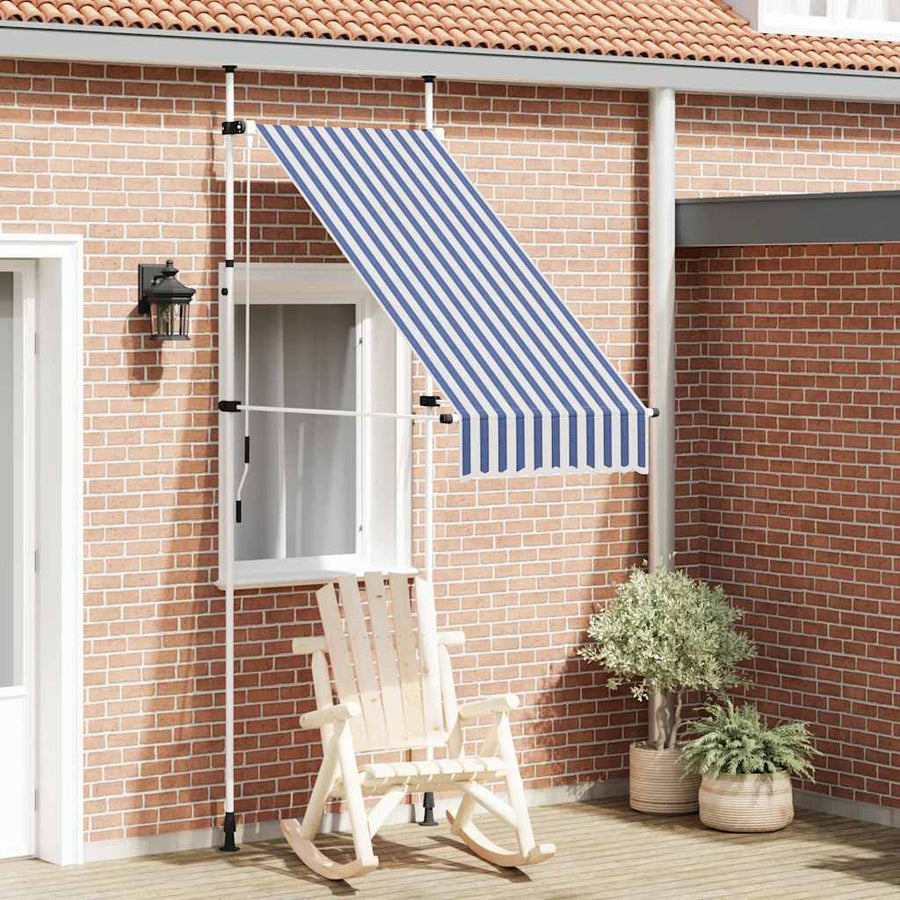 Luifel Handmatig Uittrekbaar Te Strepen Blauw En Wit 1