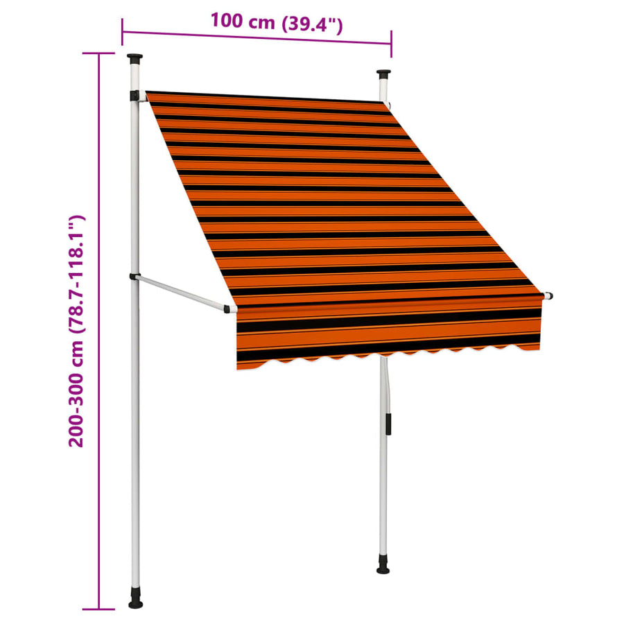 Luifel Handmatig Uittrekbaar 100 cm Oranje en bruin
