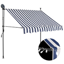 Luifel Handmatig Uitschuifbaar Met Led En Wit 150 cm Blauw