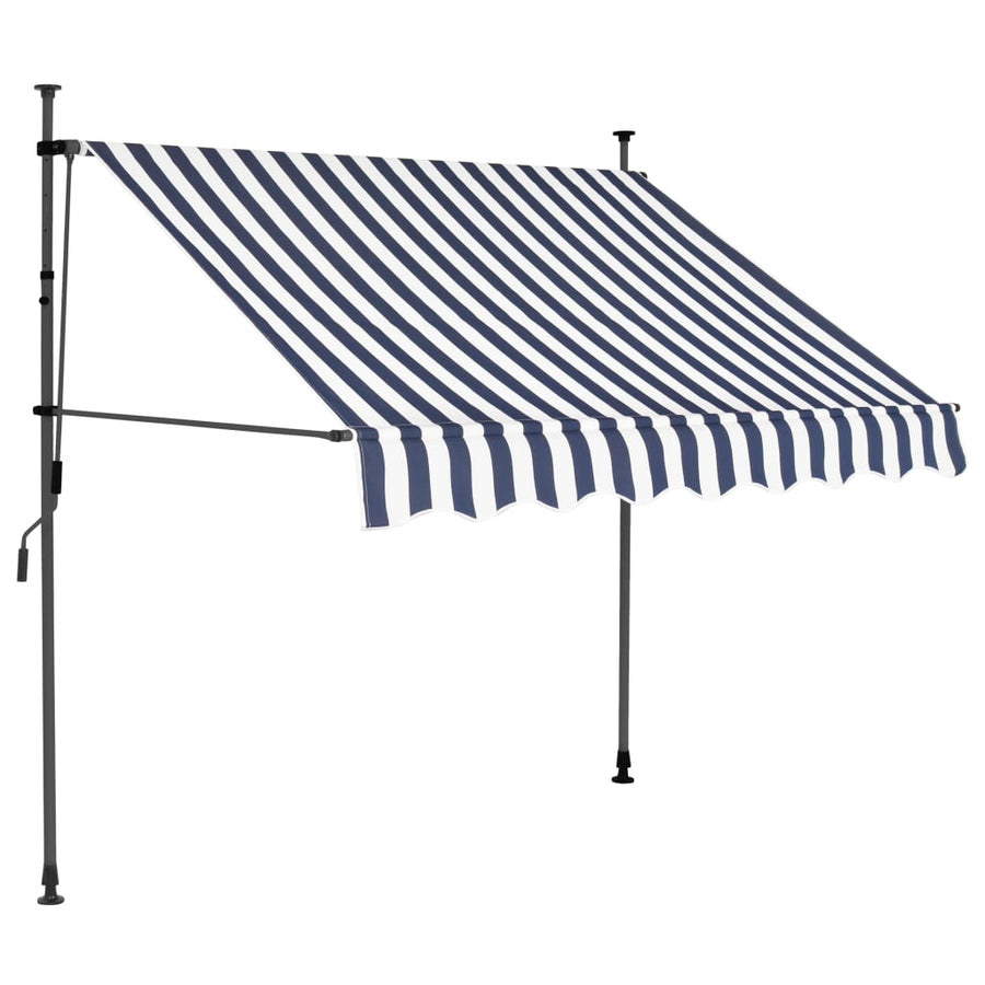 Luifel Handmatig Uitschuifbaar Met Led En Wit 150 cm Blauw