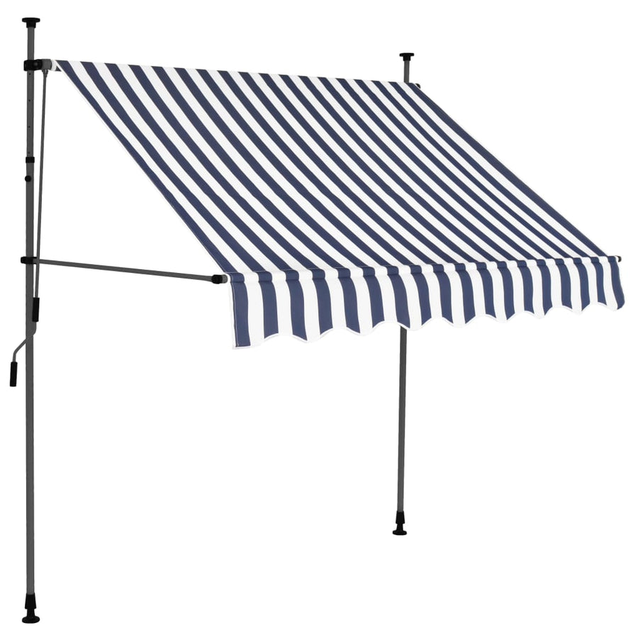 Luifel Handmatig Uitschuifbaar Met Led En Wit 200 cm Blauw