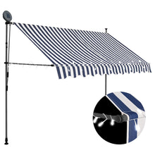 Luifel Handmatig Uitschuifbaar Met Led En Wit 250 cm Blauw