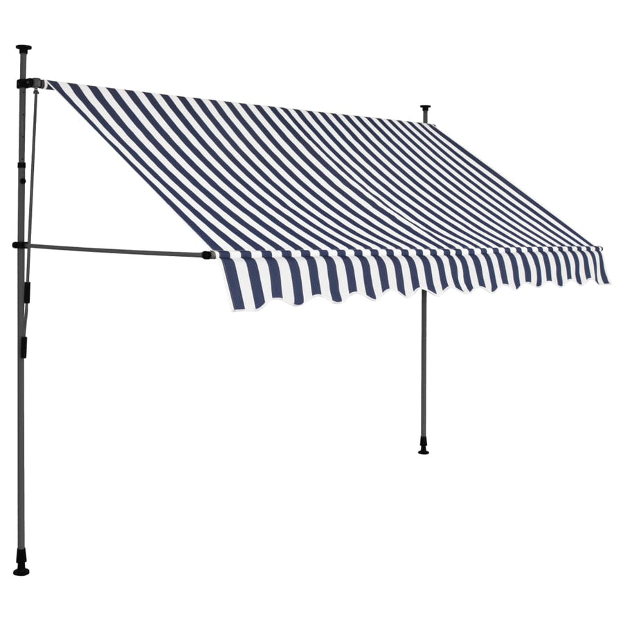 Luifel Handmatig Uitschuifbaar Met Led En Wit 250 cm Blauw