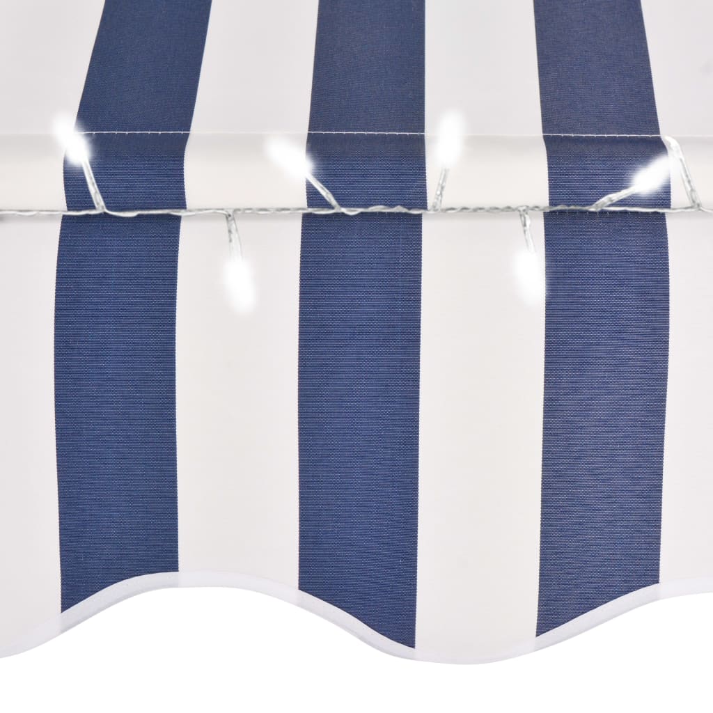 Luifel Handmatig Uitschuifbaar Met Led En Wit 250 cm Blauw