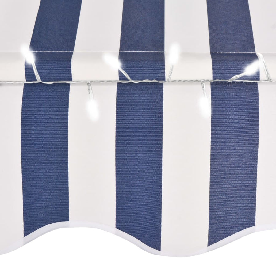 Luifel Handmatig Uitschuifbaar Met Led En Wit 250 cm Blauw