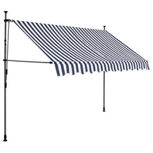 Luifel Handmatig Uitschuifbaar Met Led En Wit 300 cm Blauw