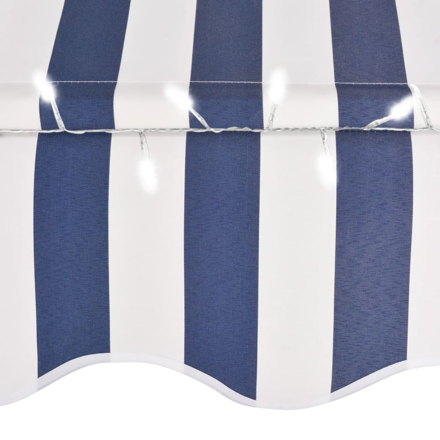 Luifel Handmatig Uitschuifbaar Met Led En Wit 300 cm Blauw