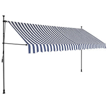 Luifel Handmatig Uitschuifbaar Met Led En Wit 400 cm Blauw
