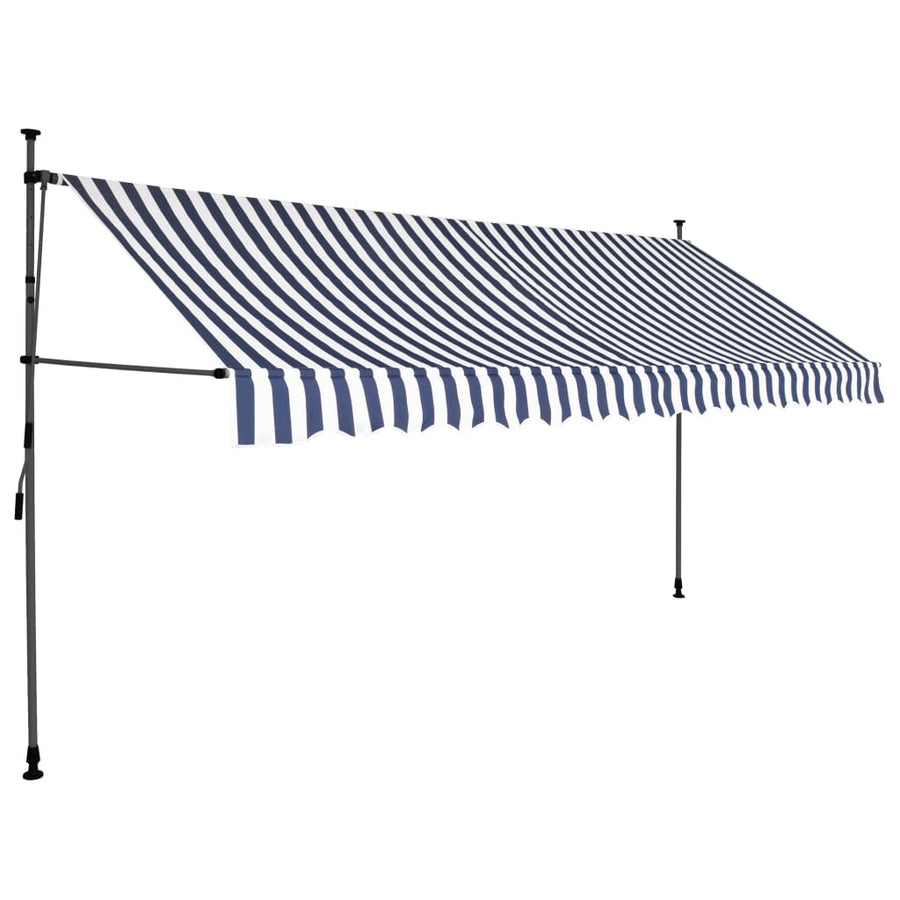 Luifel Handmatig Uitschuifbaar Met Led En Wit 400 cm Blauw