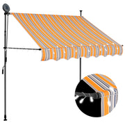 Luifel 100 cm geel blauw handmatig uitschuifbaar met LED