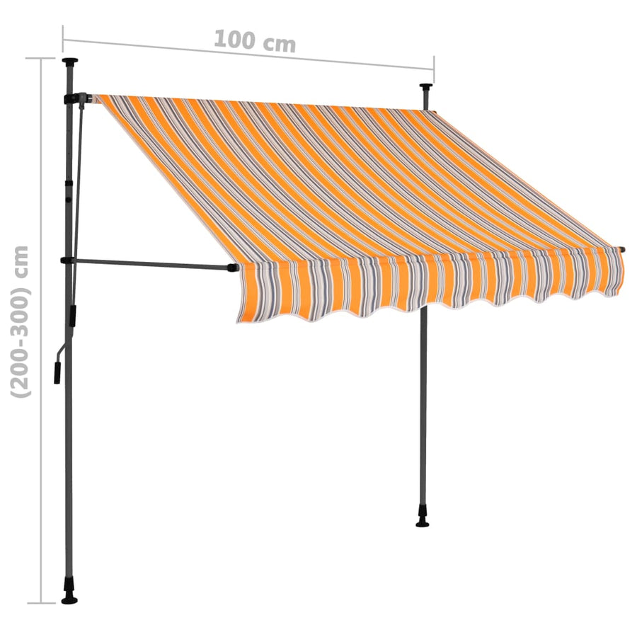 Luifel Handmatig Uitschuifbaar Met Led En Blauw 100 cm Geel en wit