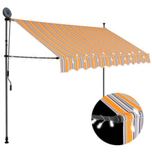 Luifel Handmatig Uitschuifbaar Met Led En Blauw 250 cm