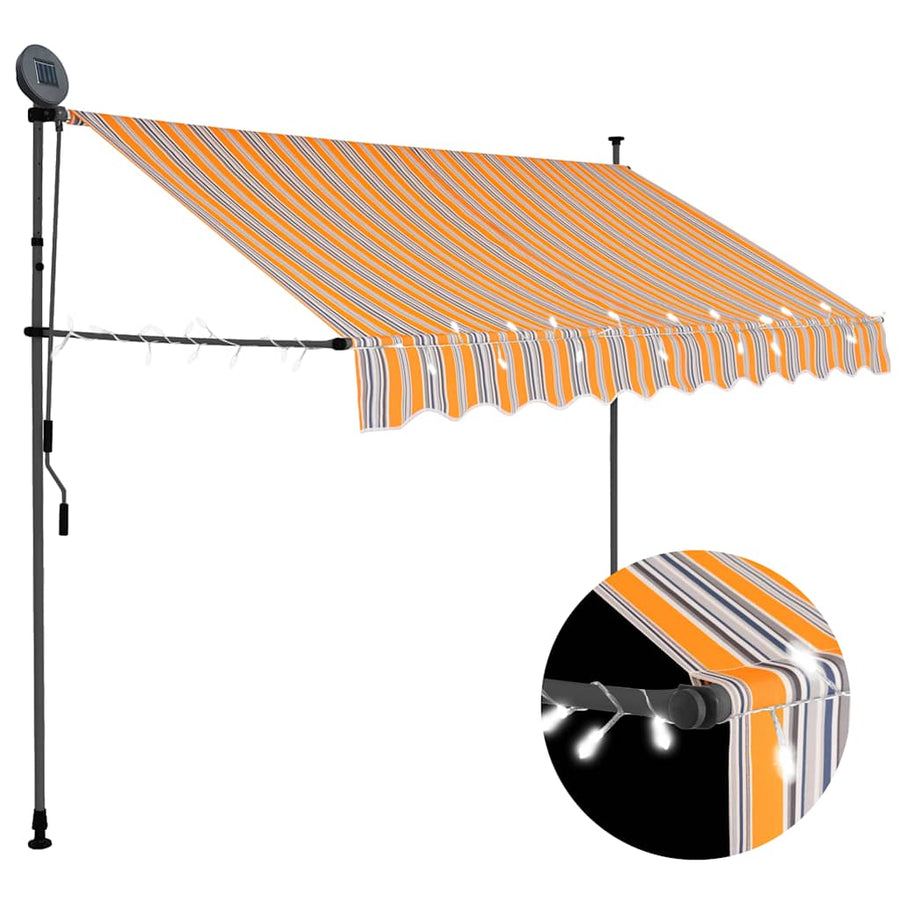 Luifel Handmatig Uitschuifbaar Met Led En Blauw 250 cm