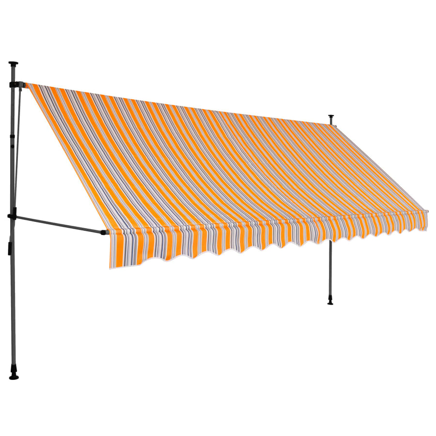 Luifel Handmatig Uitschuifbaar Met Led En Blauw 350 cm Geel en wit