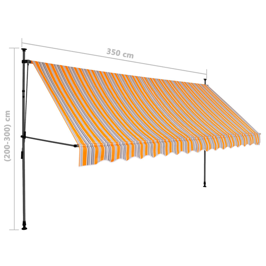 Luifel Handmatig Uitschuifbaar Met Led En Blauw 350 cm Geel en wit