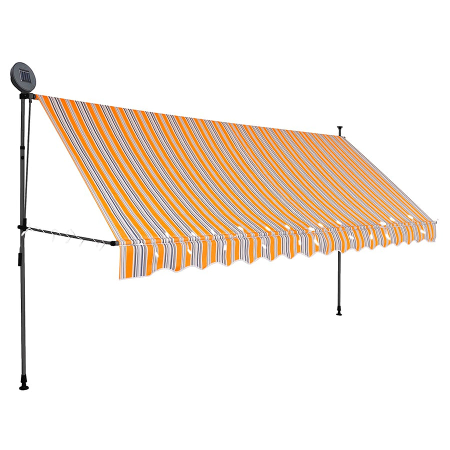 Luifel Handmatig Uitschuifbaar Met Led En Blauw 400 cm