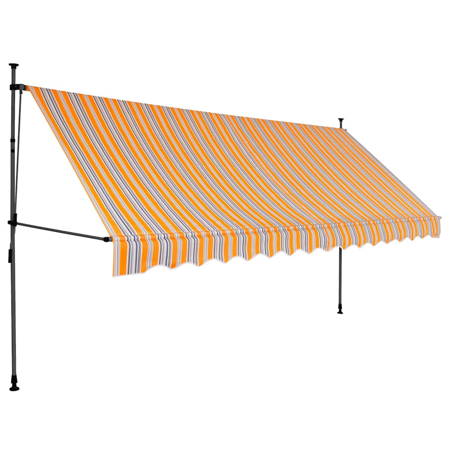 Luifel Handmatig Uitschuifbaar Met Led En Blauw 400 cm