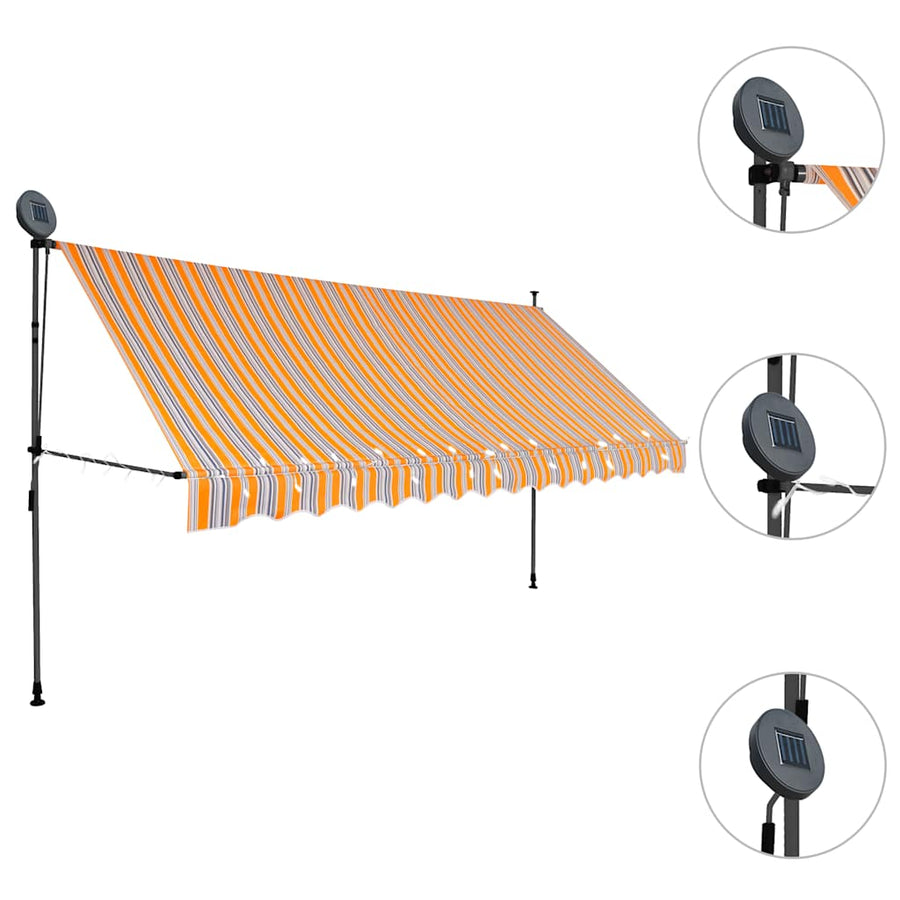 Luifel Handmatig Uitschuifbaar Met Led En Blauw 400 cm
